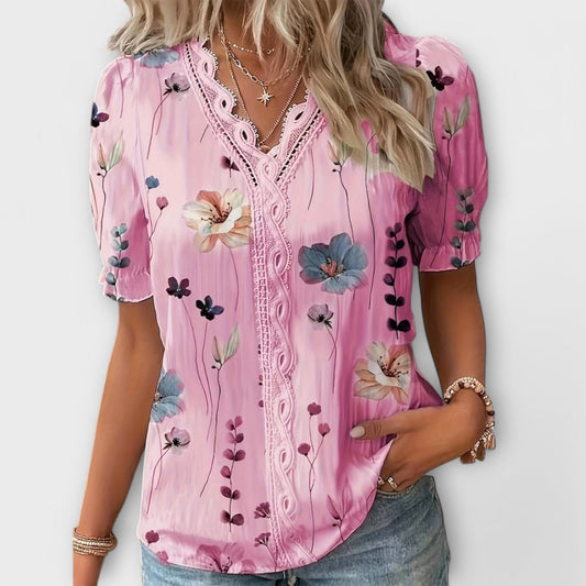 Thyra | Tidlause Bluse med V-hals