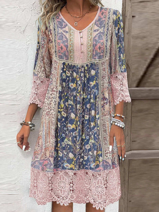 Alvhilde | Vintage Printed Blondekjole