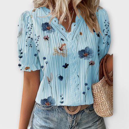 Thyra | Tidlause Bluse med V-hals