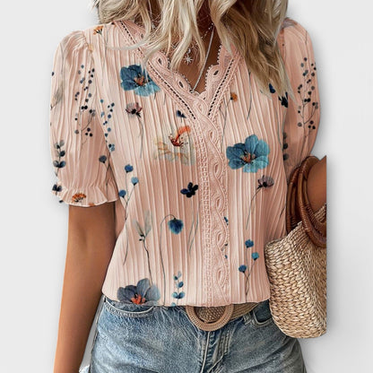 Thyra | Tidlause Bluse med V-hals