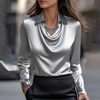 Signy | Elegant bluse med drapert hals