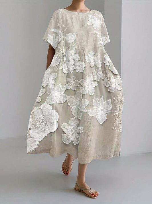Marthine - Elegant Kjole Med Blomsterdesign