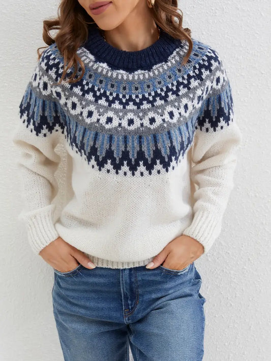 Kvinnens fashionable mønstrede genser
