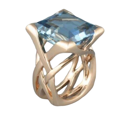 Andrea – Vintage Roségull Blå Zirkonia Ring: