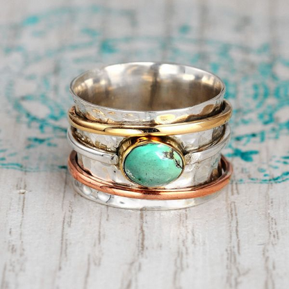 Denise – Vintage Gull & Sølv Turkis Ring