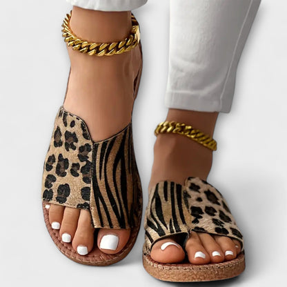 Lyan | Trendy Bicolor Tøfler med Leopardskinn
