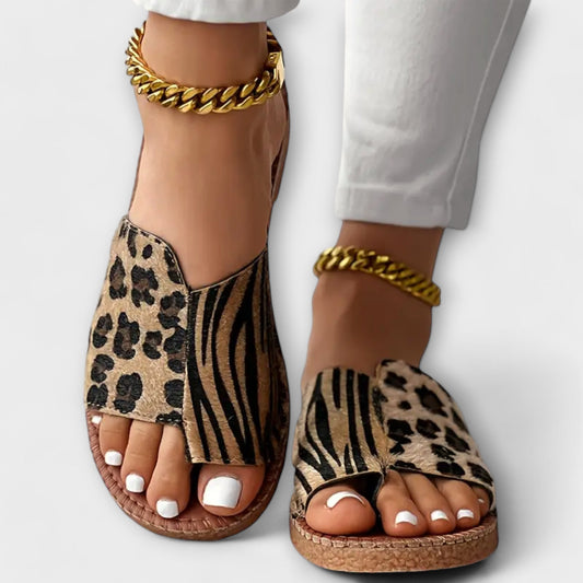 Lyan | Trendy Bicolor Tøfler med Leopardskinn
