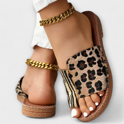 Lyan | Trendy Bicolor Tøfler med Leopardskinn