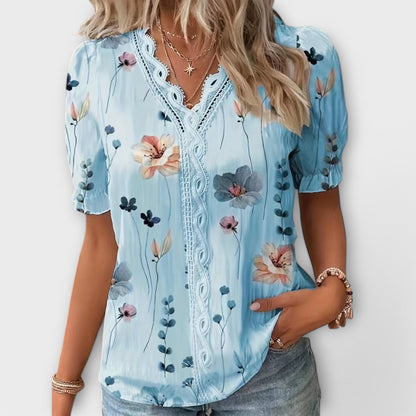 Thyra | Tidlause Bluse med V-hals