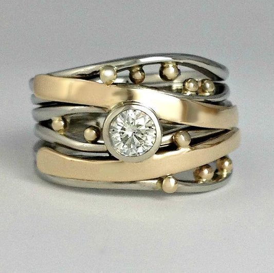 Evangeline – Vintage Gull Inlaid Zirconia Ring