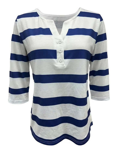 Marit | Stripete Bluse med V-hals