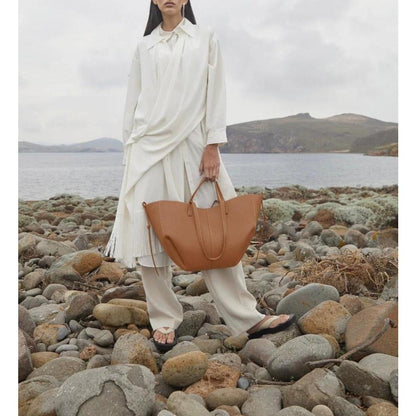Mara | Taupe Skinn Toteveske i Oversized Design