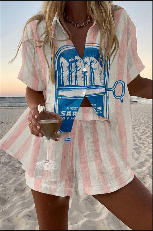 Mylaine | Kort linsett med sardineprint