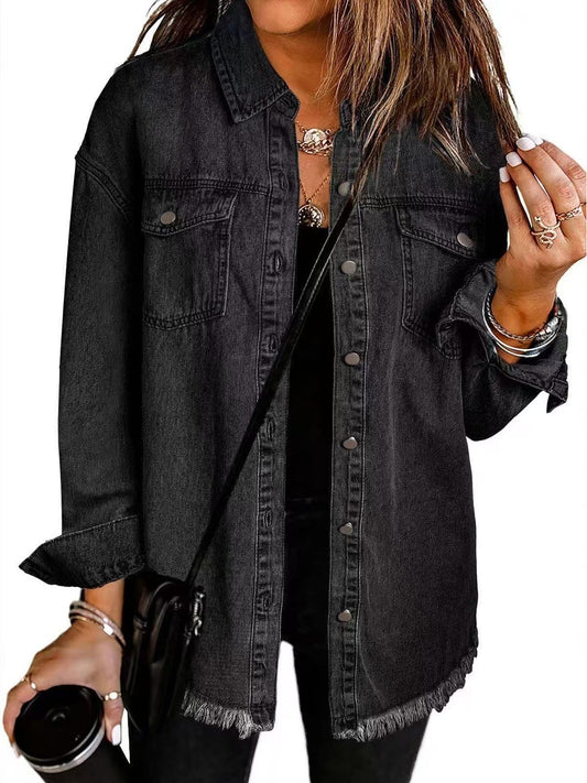Jartrud | Trendy Denimskjorte med Rå Kant