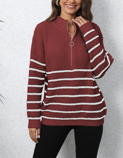 Mock Neck Langermet Zip-Up Genser