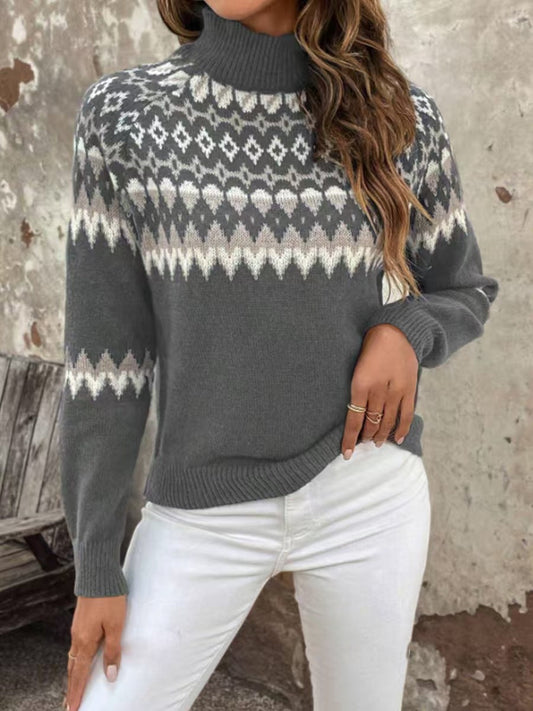 Turtleneck Genser med Nordisk Mønster