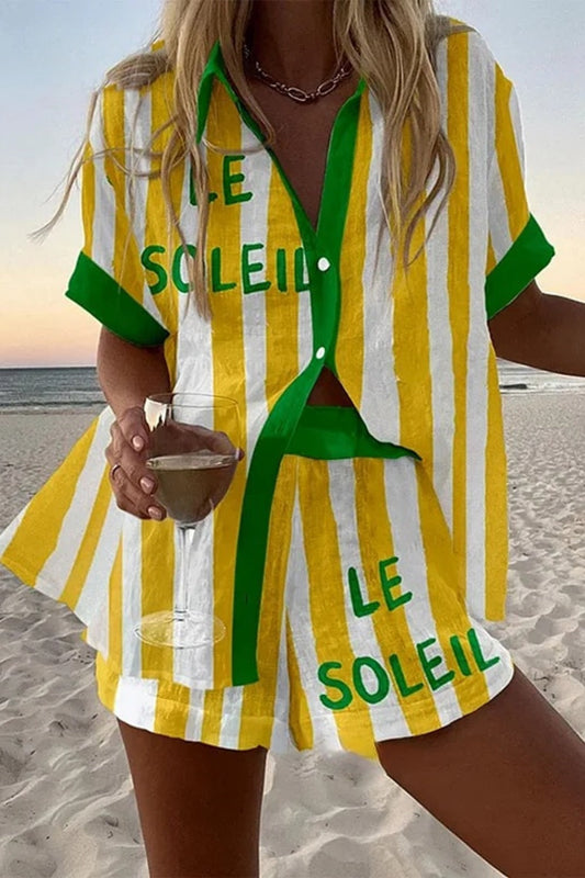 Perline | Kort linsett med gule striper