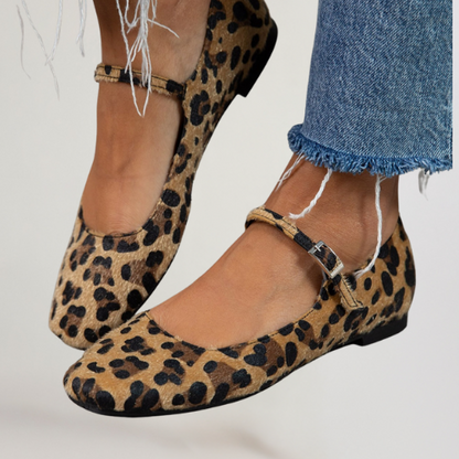 Lida | Leopardmønstrede ballerinasko med rem