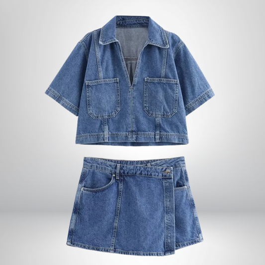 Pernille | V-Hals Denim Sett