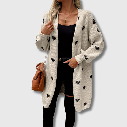 Helga | Lang Cardigan med Hjerter
