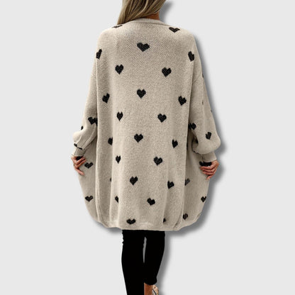 Helga | Lang Cardigan med Hjerter