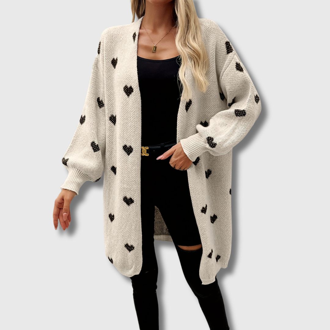 Helga | Lang Cardigan med Hjerter