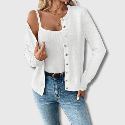 Johanne | Klassisk Cardigan med Perleknapper