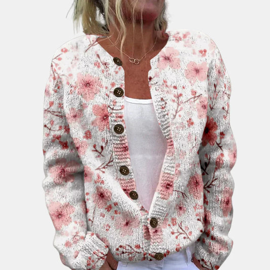Selina | Rosa Blomstertrykt Cardigan
