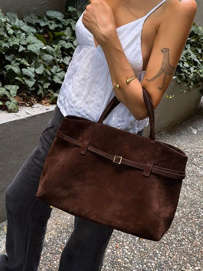 Camille | Elegant Håndveske i Semsket Skinn