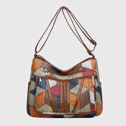 Maya | Unik Skulderveske med Patchwork-Detaljer