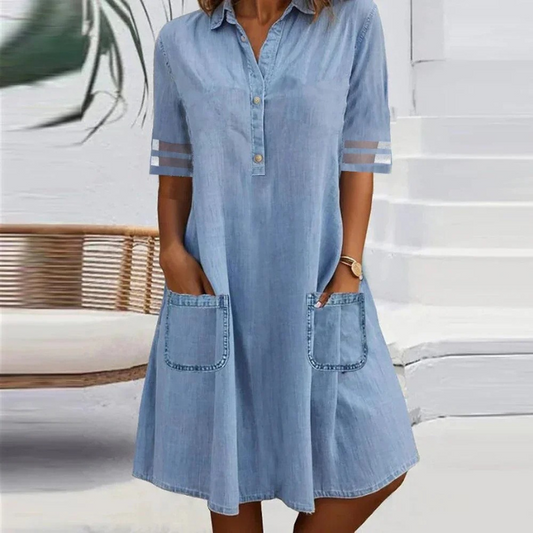 Ida | Denim Minikjole med Sidelommer