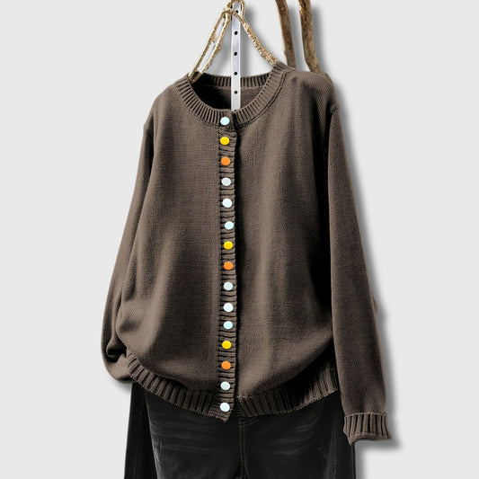 Kristine | Cardigan med Fargerike Knapper