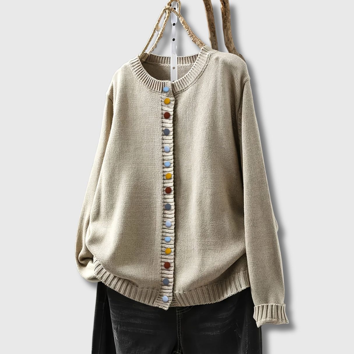 Kristine | Cardigan med Fargerike Knapper