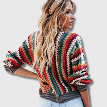 Helga | Fargerik Cardigan med Knapper