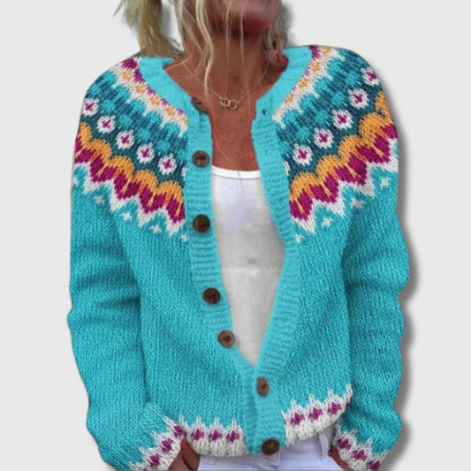 Malin | Mønstret Cardigan med Knapper