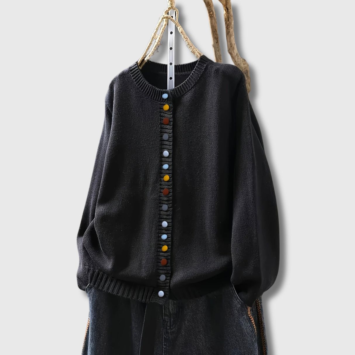 Kristine | Cardigan med Fargerike Knapper