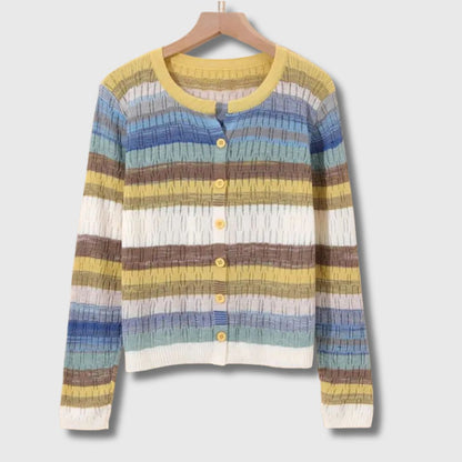 Åshild | Stripet Cardigan med Knapper