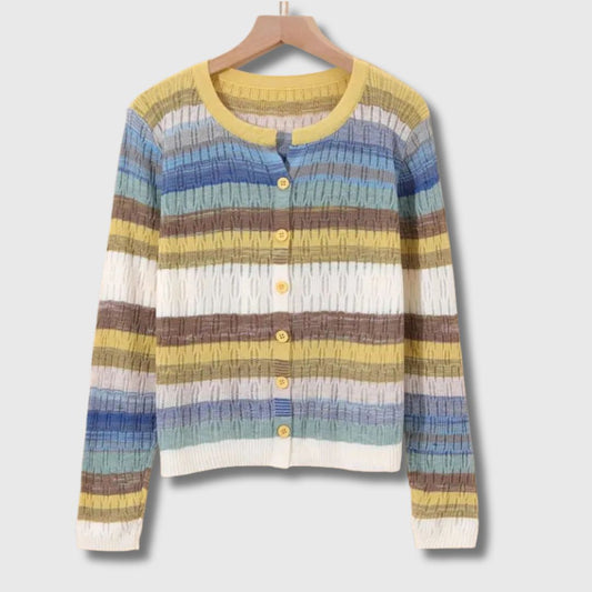 Åshild | Stripet Cardigan med Knapper