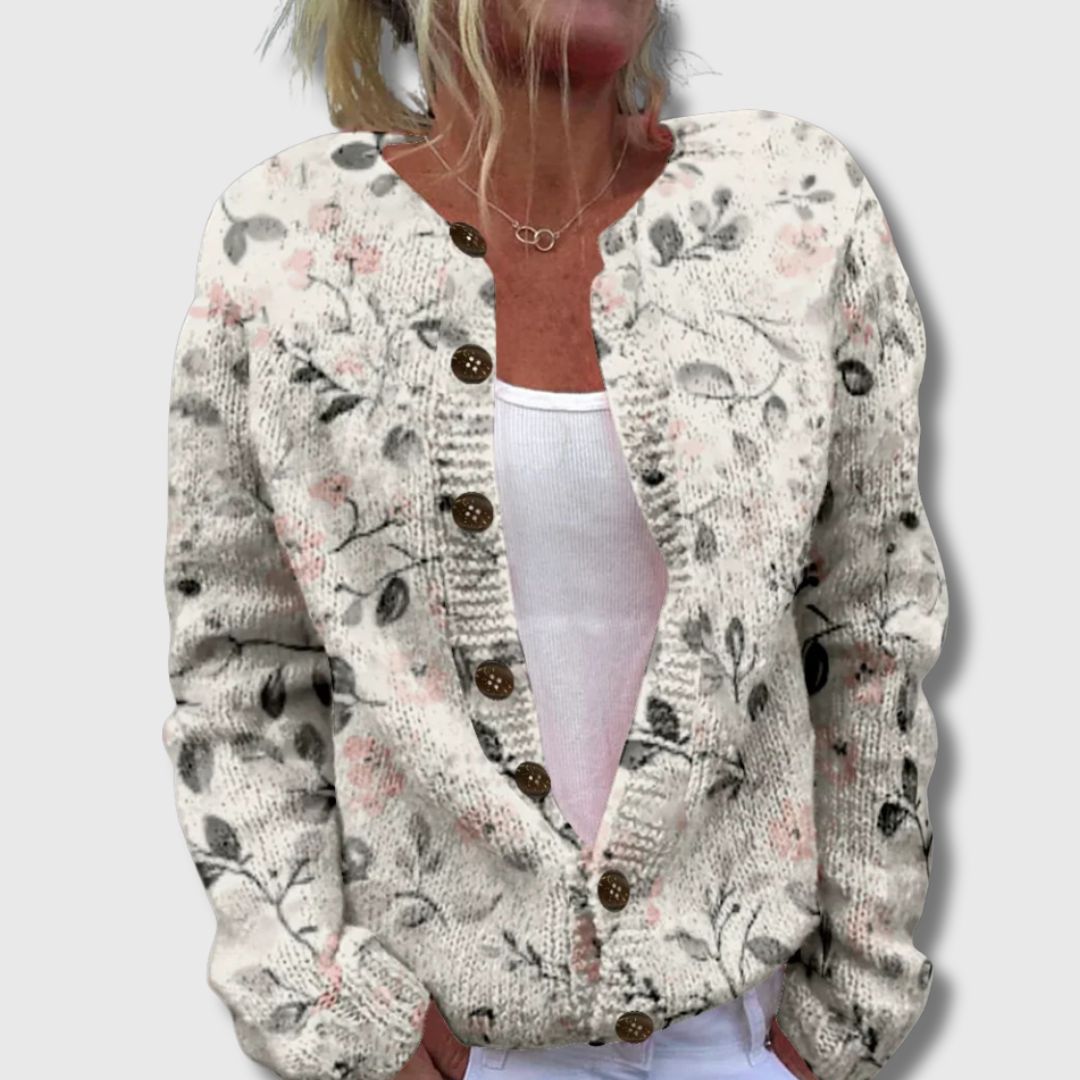Helene | Blomstrete Cardigan med Knapper