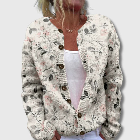 Helene | Blomstrete Cardigan med Knapper