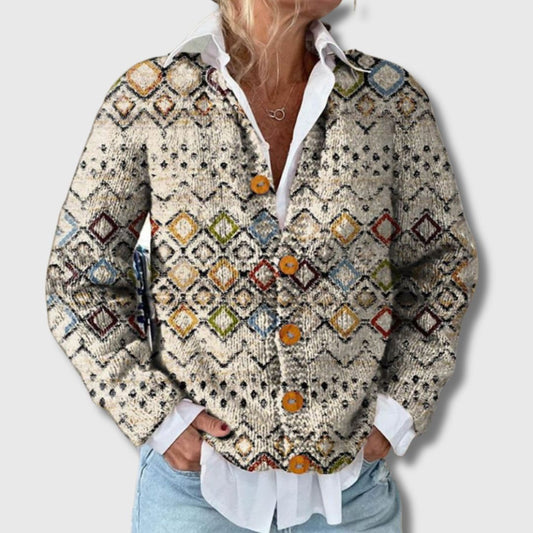 Sara | Mønstret Cardigan med Knapper