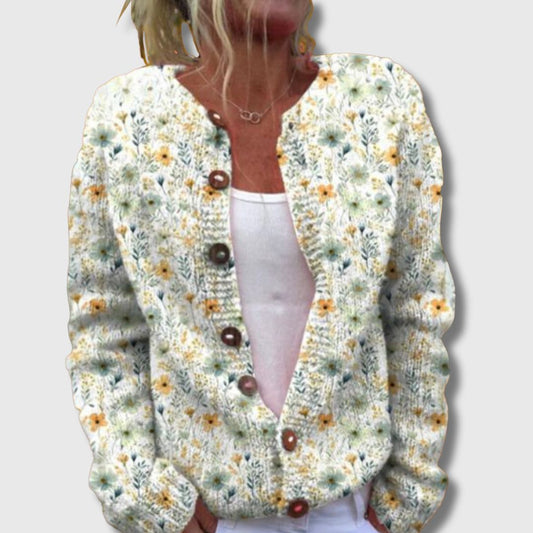 Vilde | Blomstret Cardigan med Knapper