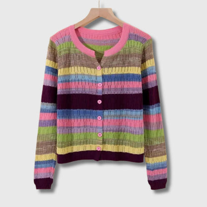 Åshild | Stripet Cardigan med Knapper