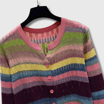 Åshild | Stripet Cardigan med Knapper