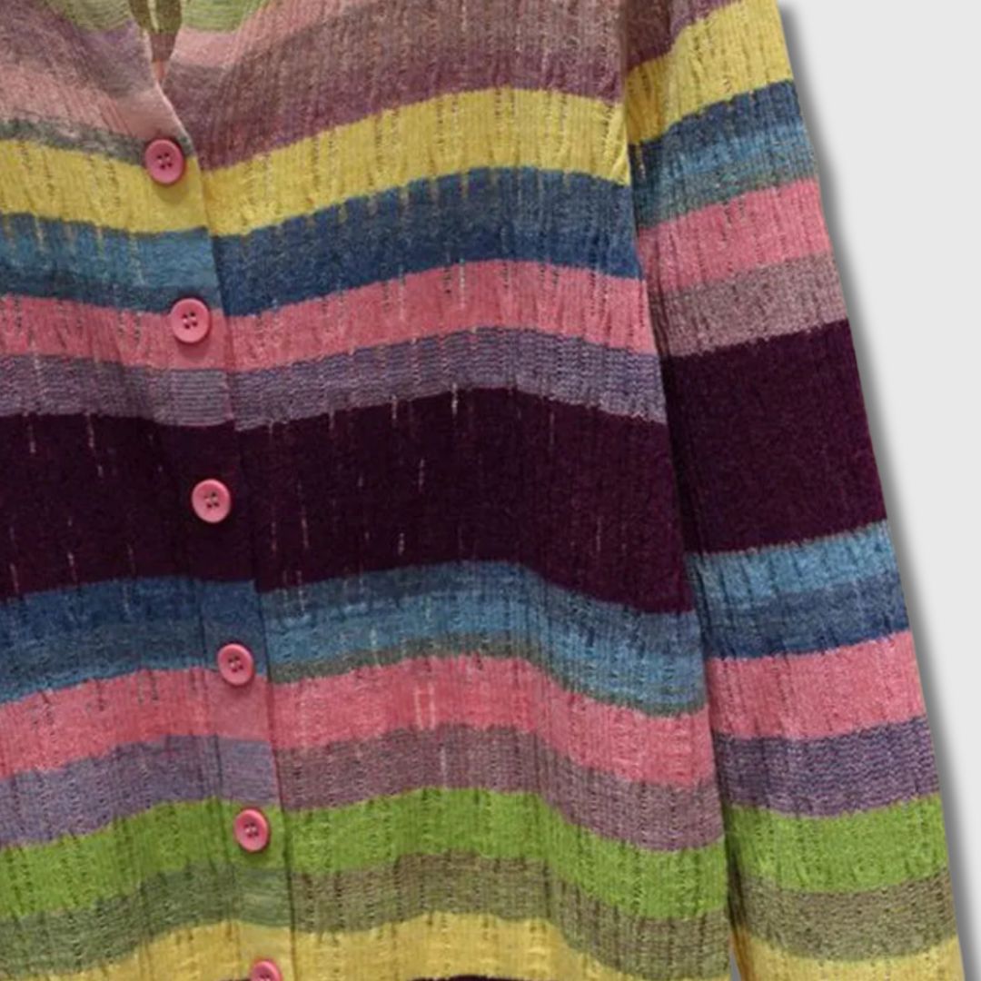 Åshild | Stripet Cardigan med Knapper