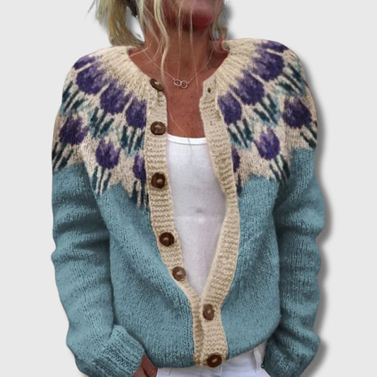 Ragna | Mønstret Cardigan med Knapper