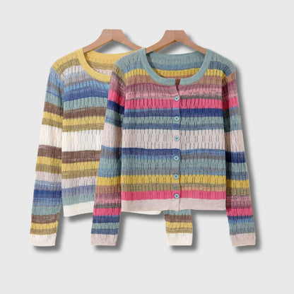 Åshild | Stripet Cardigan med Knapper