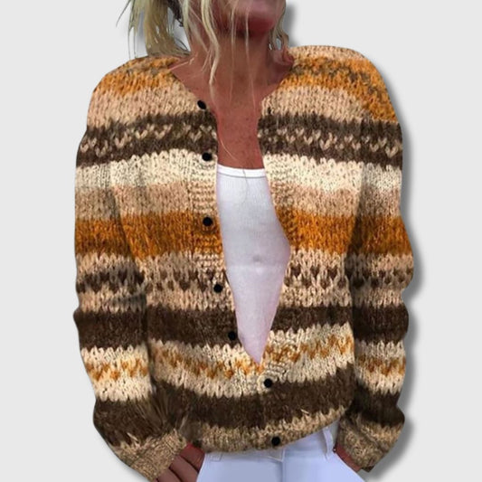 Frida | Stripet Cardigan med Knapper