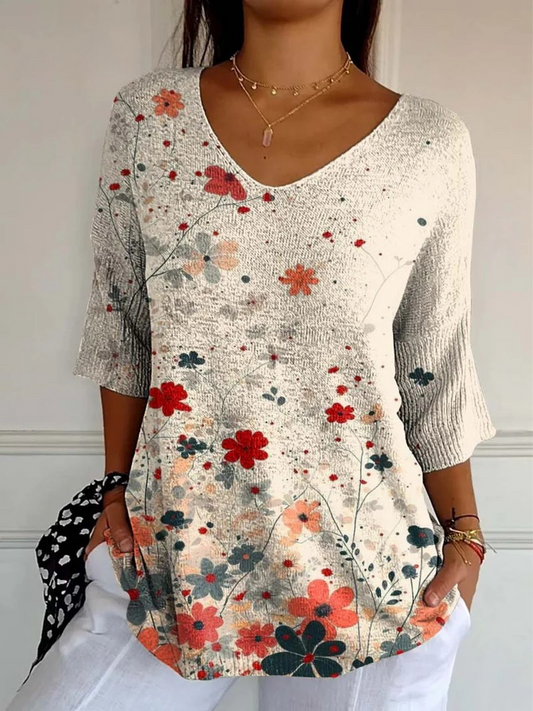 Berit | Bluse med Floralt Preg