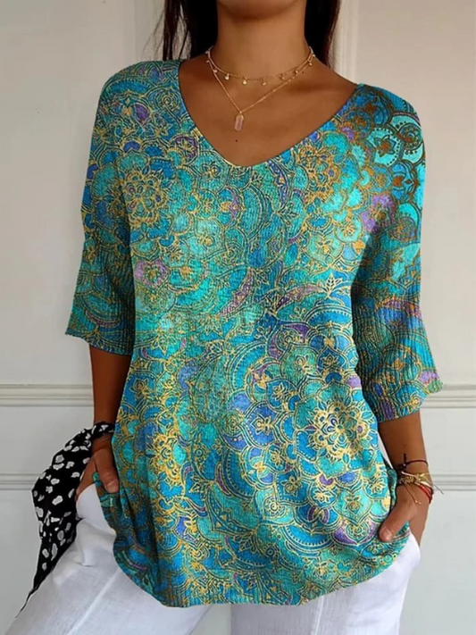 Olianne | Bluse med Elegant Mønster